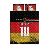 Custom Germany Football Road to the 4th European Championship Quilt Bed Set Black Color - Wonder Print Shop