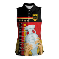 Custom Germany Football Road to the 4th European Championship Women Sleeveless Polo Shirt Black Color - Wonder Print Shop