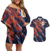 Custom Netherlands Lion Football Couples Matching Off Shoulder Short Dress and Hawaiian Shirt Sporty Style - Wonder Print Shop