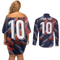 Custom Netherlands Lion Football Couples Matching Off Shoulder Short Dress and Long Sleeve Button Shirt Sporty Style - Wonder Print Shop