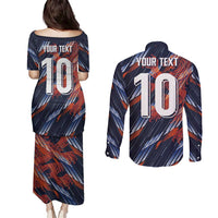 Custom Netherlands Lion Football Couples Matching Puletasi and Long Sleeve Button Shirt Sporty Style - Wonder Print Shop