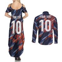 Custom Netherlands Lion Football Couples Matching Summer Maxi Dress and Long Sleeve Button Shirt Sporty Style - Wonder Print Shop