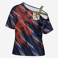 Custom Netherlands Lion Football Cross Shoulder Shirt Sporty Style - Wonder Print Shop