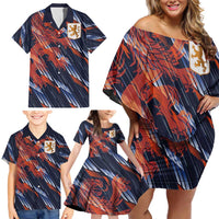 Custom Netherlands Lion Football Family Matching Off Shoulder Short Dress and Hawaiian Shirt Sporty Style - Wonder Print Shop