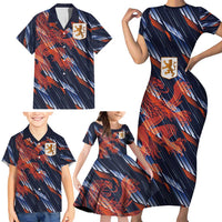 Custom Netherlands Lion Football Family Matching Short Sleeve Bodycon Dress and Hawaiian Shirt Sporty Style - Wonder Print Shop