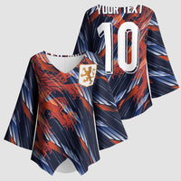 Custom Netherlands Lion Football Kimono Sleeve Blouse Sporty Style - Wonder Print Shop