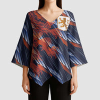 Custom Netherlands Lion Football Kimono Sleeve Blouse Sporty Style - Wonder Print Shop