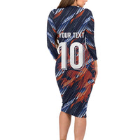 Custom Netherlands Lion Football Long Sleeve Bodycon Dress Sporty Style - Wonder Print Shop