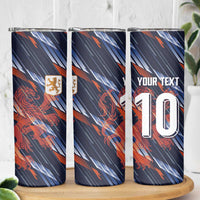 Custom Netherlands Lion Football Skinny Tumbler Sporty Style - Wonder Print Shop