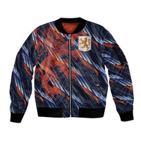Custom Netherlands Lion Football Sleeve Zip Bomber Jacket Sporty Style - Wonder Print Shop