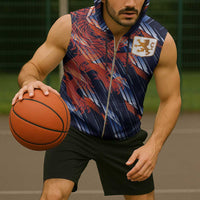 Custom Netherlands Lion Football Sleeveless Zip Hoodie Sporty Style - Wonder Print Shop