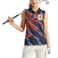 Custom Netherlands Lion Football Women Sleeveless Polo Shirt Sporty Style - Wonder Print Shop