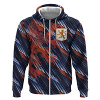 Custom Netherlands Lion Football Zip Hoodie Sporty Style - Wonder Print Shop