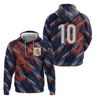 Custom Netherlands Lion Football Zip Hoodie Sporty Style - Wonder Print Shop