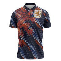Custom Netherlands Lion Football Zipper Polo Shirt Sporty Style - Wonder Print Shop