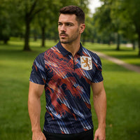 Custom Netherlands Lion Football Zipper Polo Shirt Sporty Style - Wonder Print Shop