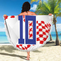 Custom Croatia Football Beach Blanket Kockasti-Grunge Checkers - Wonder Print Shop