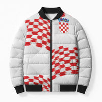 Custom Croatia Football Bomber Puffer Jacket Kockasti-Grunge Checkers - Wonder Print Shop