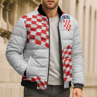 Custom Croatia Football Bomber Puffer Jacket Kockasti-Grunge Checkers - Wonder Print Shop