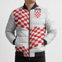 Custom Croatia Football Bomber Puffer Jacket Kockasti-Grunge Checkers - Wonder Print Shop