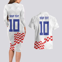 Custom Croatia Football Couples Matching Long Sleeve Bodycon Dress and Hawaiian Shirt Kockasti-Grunge Checkers - Wonder Print Shop