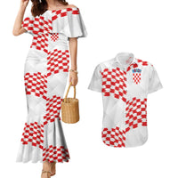 Custom Croatia Football Couples Matching Mermaid Dress and Hawaiian Shirt Kockasti-Grunge Checkers - Wonder Print Shop