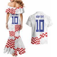 Custom Croatia Football Couples Matching Mermaid Dress and Hawaiian Shirt Kockasti-Grunge Checkers - Wonder Print Shop