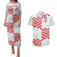 Custom Croatia Football Couples Matching Puletasi and Hawaiian Shirt Kockasti-Grunge Checkers - Wonder Print Shop
