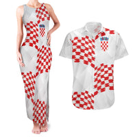 Custom Croatia Football Couples Matching Tank Maxi Dress and Hawaiian Shirt Kockasti-Grunge Checkers - Wonder Print Shop