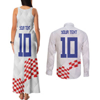 Custom Croatia Football Couples Matching Tank Maxi Dress and Long Sleeve Button Shirt Kockasti-Grunge Checkers - Wonder Print Shop