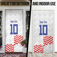 Custom Croatia Football Door Cover Kockasti-Grunge Checkers - Wonder Print Shop