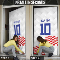 Custom Croatia Football Door Cover Kockasti-Grunge Checkers - Wonder Print Shop