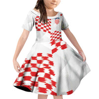 Custom Croatia Football Family Matching Off Shoulder Short Dress and Hawaiian Shirt Kockasti-Grunge Checkers - Wonder Print Shop