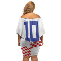 Custom Croatia Football Family Matching Off Shoulder Short Dress and Hawaiian Shirt Kockasti-Grunge Checkers - Wonder Print Shop