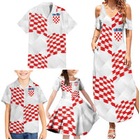 Custom Croatia Football Family Matching Summer Maxi Dress and Hawaiian Shirt Kockasti-Grunge Checkers - Wonder Print Shop
