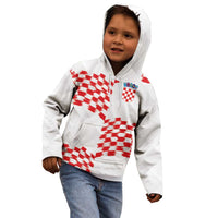 Custom Croatia Football Kid Hoodie Kockasti-Grunge Checkers - Wonder Print Shop