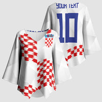 Custom Croatia Football Kimono Sleeve Blouse Kockasti-Grunge Checkers - Wonder Print Shop