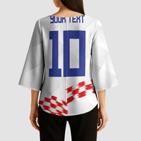 Custom Croatia Football Kimono Sleeve Blouse Kockasti-Grunge Checkers - Wonder Print Shop