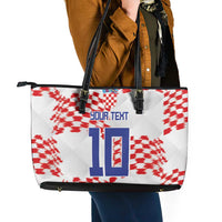 Custom Croatia Football Leather Tote Bag Kockasti-Grunge Checkers - Wonder Print Shop