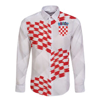 Custom Croatia Football Long Sleeve Button Shirt Kockasti-Grunge Checkers - Wonder Print Shop