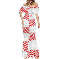 Custom Croatia Football Mermaid Dress Kockasti-Grunge Checkers - Wonder Print Shop