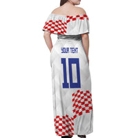 Custom Croatia Football Off Shoulder Maxi Dress Kockasti-Grunge Checkers - Wonder Print Shop