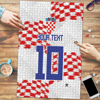 Custom Croatia Football Puzzle Kockasti-Grunge Checkers - Wonder Print Shop