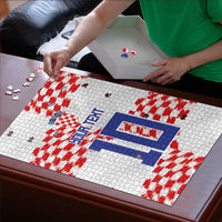 Custom Croatia Football Puzzle Kockasti-Grunge Checkers - Wonder Print Shop