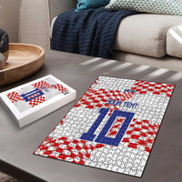 Custom Croatia Football Puzzle Kockasti-Grunge Checkers - Wonder Print Shop