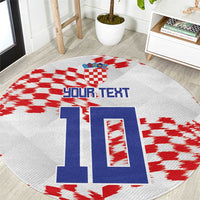 Custom Croatia Football Round Carpet Kockasti-Grunge Checkers - Wonder Print Shop