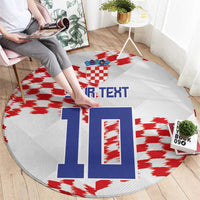 Custom Croatia Football Round Carpet Kockasti-Grunge Checkers - Wonder Print Shop