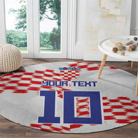 Custom Croatia Football Round Carpet Kockasti-Grunge Checkers - Wonder Print Shop