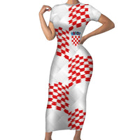 Custom Croatia Football Short Sleeve Bodycon Dress Kockasti-Grunge Checkers - Wonder Print Shop