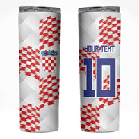 Custom Croatia Football Skinny Tumbler Kockasti-Grunge Checkers - Wonder Print Shop